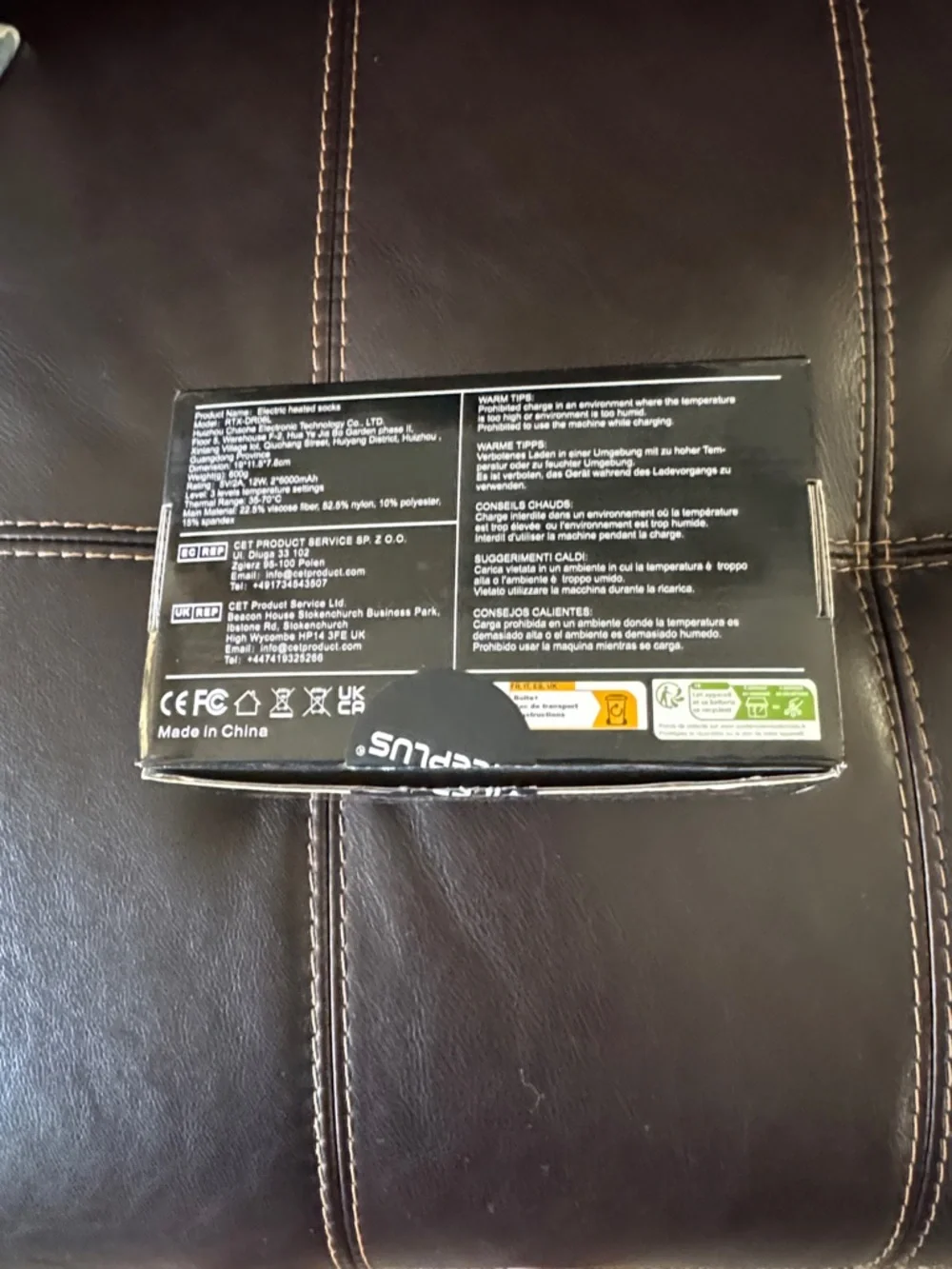 Rechargeable Heated Socks – Black - Picture 2 of 3